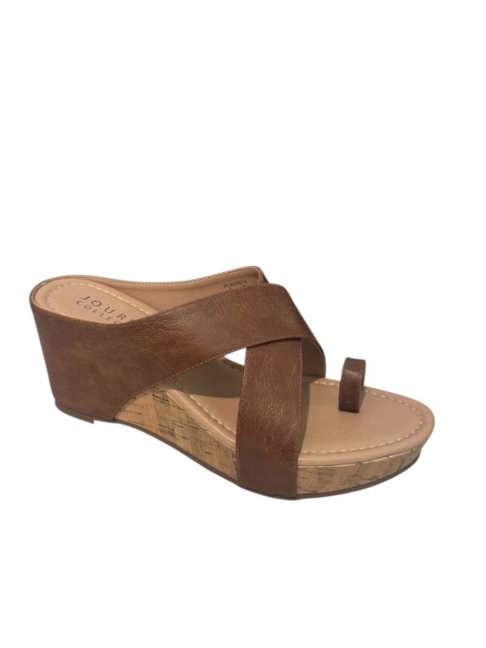 Journee Womens Rayna Brown Wedge Heel Slip on Sandals Size 8.5 - NWB